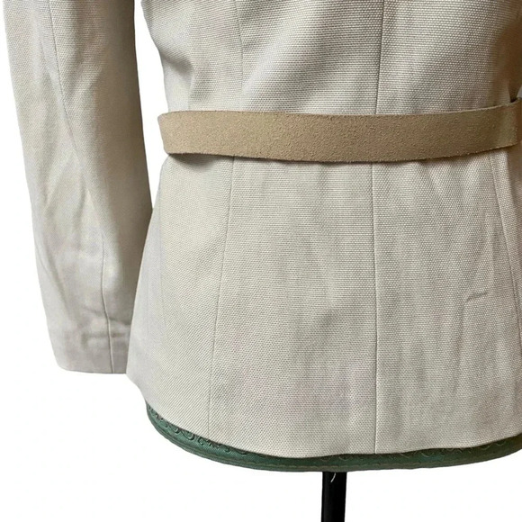 Elie Tahari Cream Belted Safari Blazer Jacket Size 6 XS Tailored Classic Chic - Picture 12 of 16